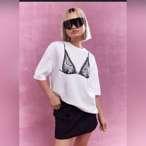 MISSGUIDED Punk Oversized Dolman Sleeves T-Shirt With Front Print